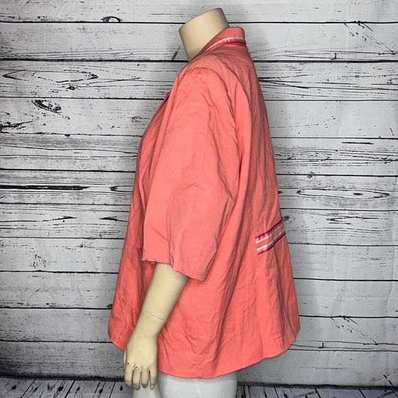 Susan Graver NWT Size 3X Pink - Ribbon Trim Flower Button Blazer Jacket - Picture 4 of 8